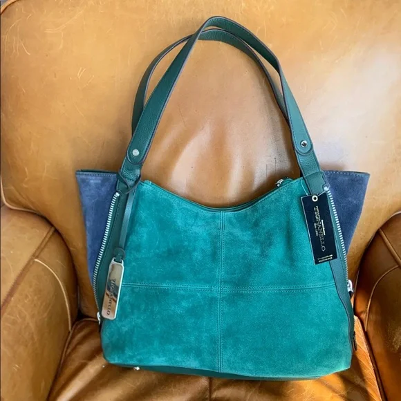 NWT Tignanello Suede Zip Slouch shoulder handbag - Picture 12 of 13